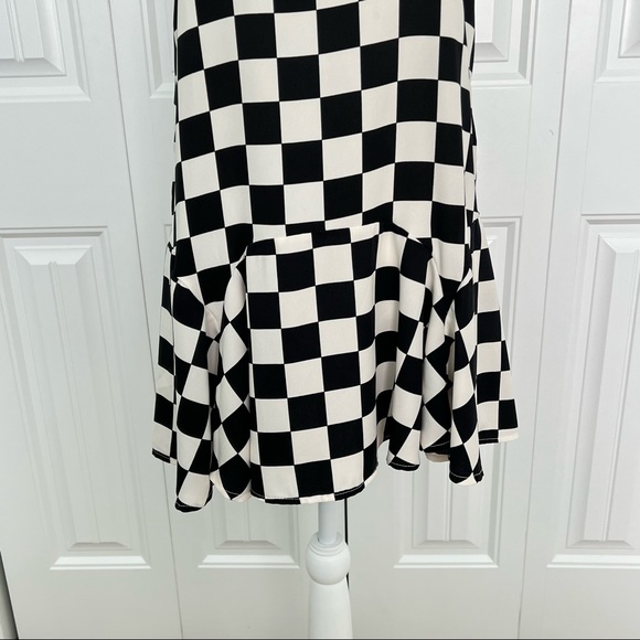 Checker Tank Dress Flirty Ruffle Hem Small - Picture 3 of 6